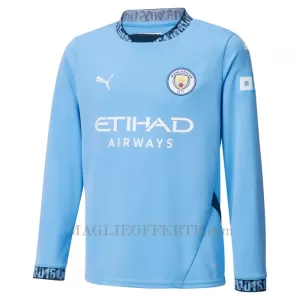 Maglia Manchester City Champions 24 Gara Home 2024/25 Maniche Lunghe