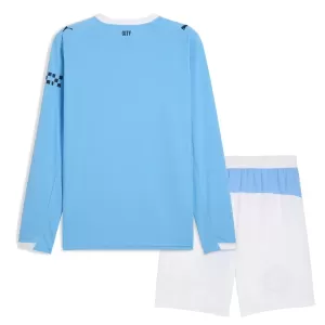 Maglia Manchester City Bambino Gara Home 2025/26 Maniche Lunghe