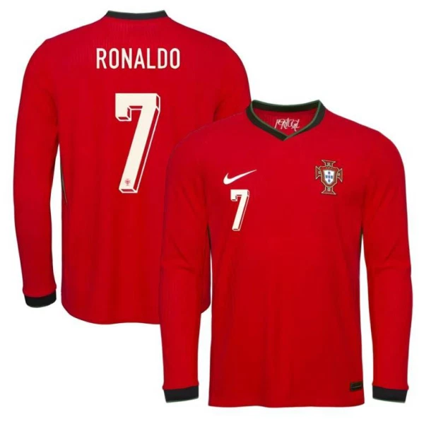 Maglia Portogallo Cristiano Ronaldo 7 Gara Home 2025 Maniche Lunghe Maglia Portogallo Cristiano Ronaldo 7 Gara Home 2025 Maniche Lunghe