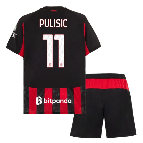 Maglia AC Milan Christian Pulišić 11 Bambino Gara Home 2025/26 Maglia AC Milan Christian Pulišić 11 Bambino Gara Home 2025/26