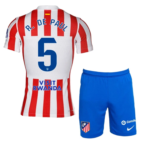 Maglia Atlético Madrid Rodrigo de Paul 5 Bambino Gara Home 2025/26 Maglia Atlético Madrid Rodrigo de Paul 5 Bambino Gara Home 2025/26