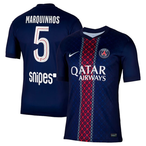 Maglia Paris Saint-Germain Marquinhos 5 Gara Home 2025/26 Maglia Paris Saint-Germain Marquinhos 5 Gara Home 2025/26