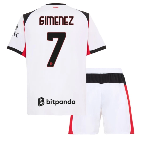 Maglia AC Milan Santiago Gimenez 7 Bambino Gara Away 2025/26 Maglia AC Milan Santiago Gimenez 7 Bambino Gara Away 2025/26