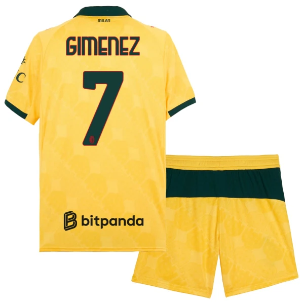 Maglia AC Milan Santiago Gimenez 7 Bambino Gara Third 2025/26 Maglia AC Milan Santiago Gimenez 7 Bambino Gara Third 2025/26