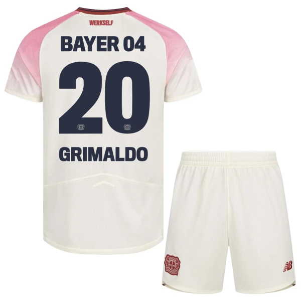 Maglia Bayer 04 Leverkusen Alejandro Grimaldo 20 Bambino Gara Away 2025/26 Maglia Bayer 04 Leverkusen Alejandro Grimaldo 20 Bambino Gara Away 2025/26