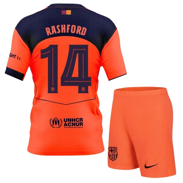 Maglia Barcellona Marcus Rashford 14 Bambino Gara Third 2025/26