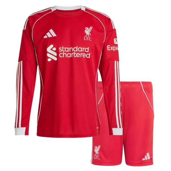 Maglia Liverpool Bambino Gara Home 2025/26 Maniche Lunghe Maglia Liverpool Bambino Gara Home 2025/26 Maniche Lunghe