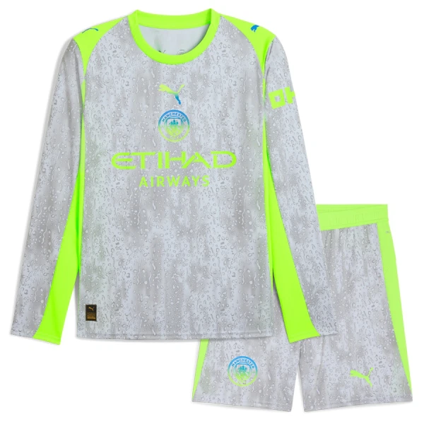 Maglia Manchester City Bambino Gara Third 2025/26 Maniche Lunghe Maglia Manchester City Bambino Gara Third 2025/26 Maniche Lunghe