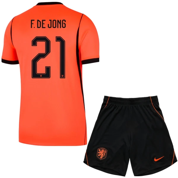 Maglia Paesi Bassi Frenkie de Jong 21 Bambino Gara Home Mondiali 2026