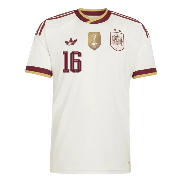 Maglia Spagna 2 Stars Rodrigo Hernández 16 Bambino Gara Away Mondiali 2026