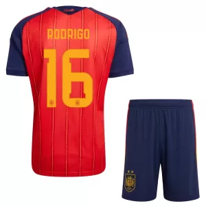 Maglia Spagna 2 Stars Rodrigo Hernández 16 Bambino Gara Home Mondiali 2026