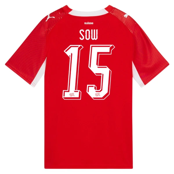 Maglia Svizzera Djibril Sow 15 Gara Home Mondiali 2026 Maglia Svizzera Djibril Sow 15 Gara Home Mondiali 2026