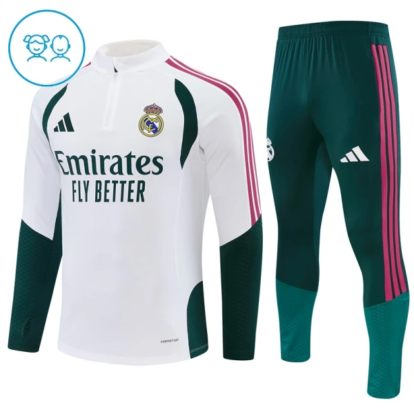 Real Madrid Tuta felpata da allenamento Bambino 2026/27 Bianco Real Madrid Tuta felpata da allenamento Bambino 2026/27 Bianco