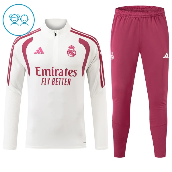 Real Madrid Tuta felpata da allenamento Bambino 2026/27 Bianco Real Madrid Tuta felpata da allenamento Bambino 2026/27 Bianco