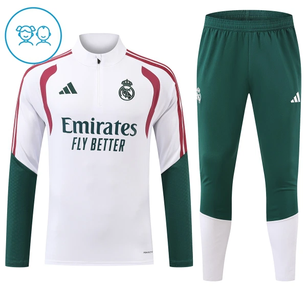 Real Madrid Tuta felpata da allenamento Bambino 2026/27 Bianco Real Madrid Tuta felpata da allenamento Bambino 2026/27 Bianco