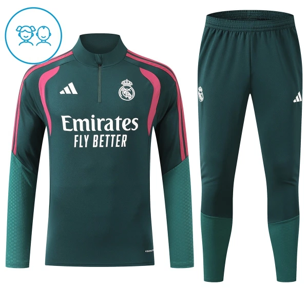 Real Madrid Tuta felpata da allenamento Bambino 2026/27 Verde Real Madrid Tuta felpata da allenamento Bambino 2026/27 Verde